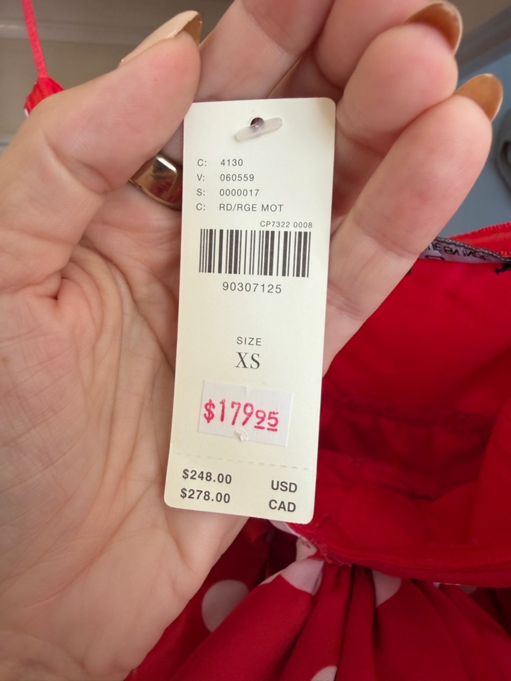 Anthropologie Red & White Polka Dot One-Shoulder Midi Dress - Picture 6 of 6